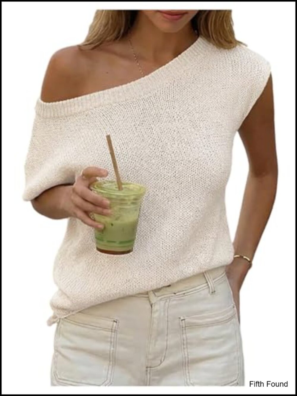 Off Shoulder Knit Swimsuit Coverup Top Summer Vacation Beach